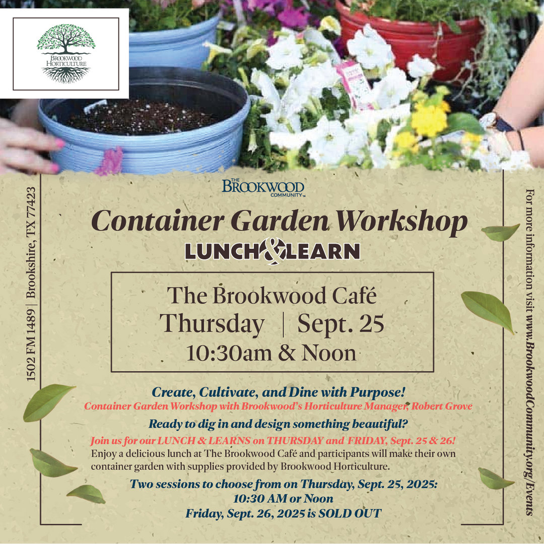 Container Garden Workshop Lunch & Learn Sept. 25