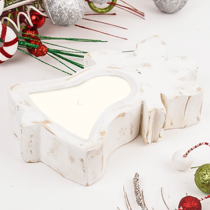 Christmas Bell Wooden Candle White - Jasmine Honeysuckle *CM