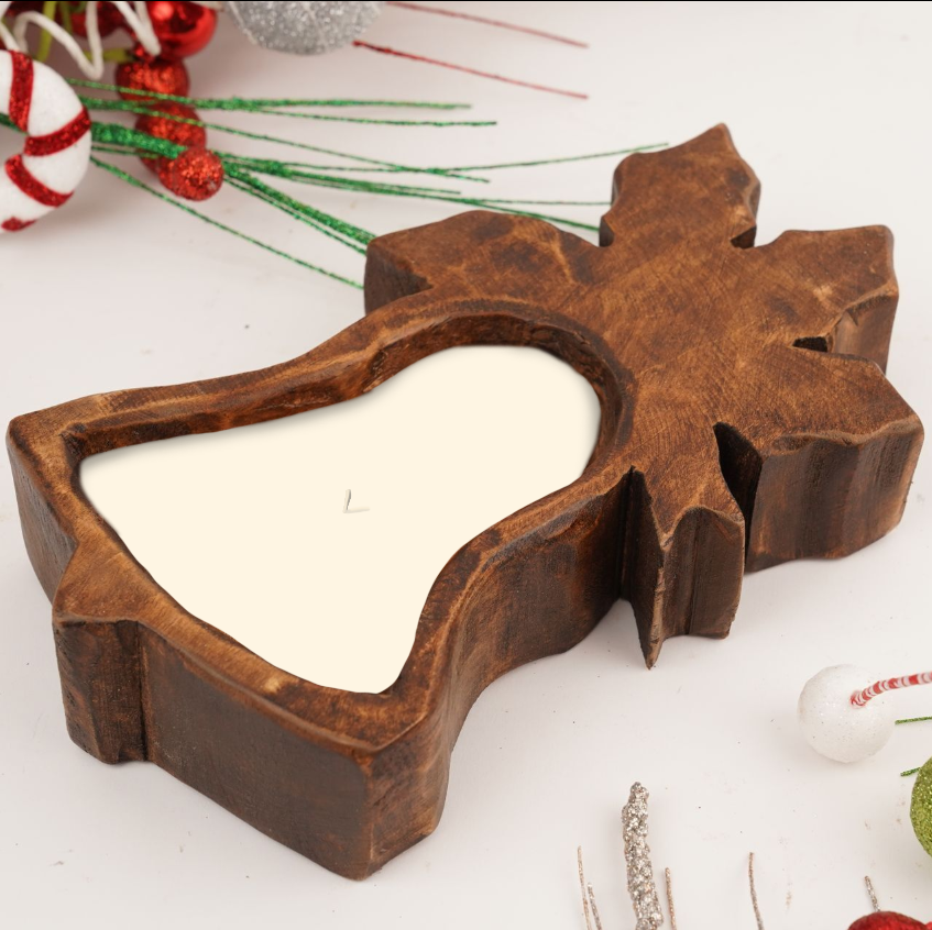 Christmas Bell Wooden Candle Brown-Cinnamon Clove