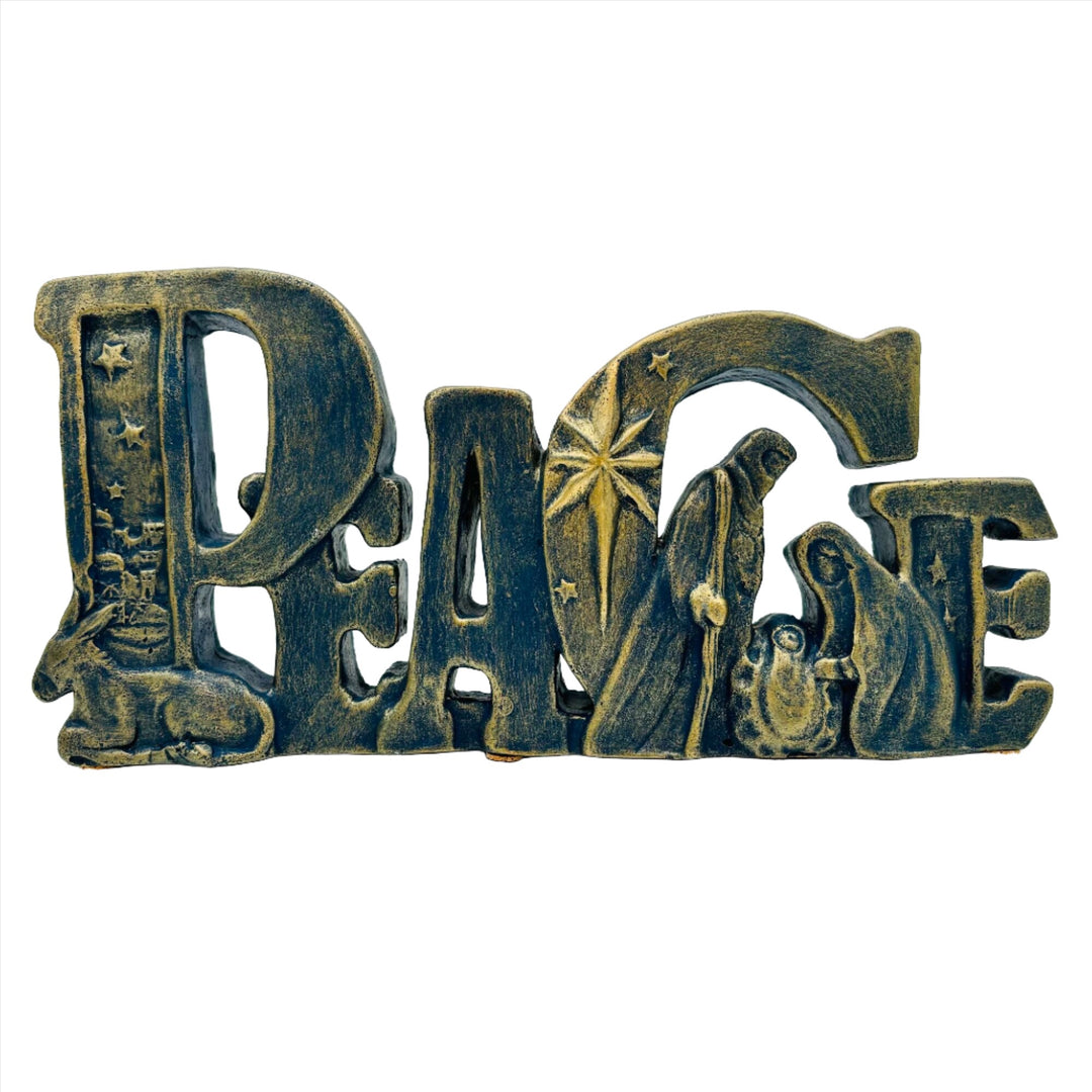 Nativity Peace Plaque Navy Gold *CM