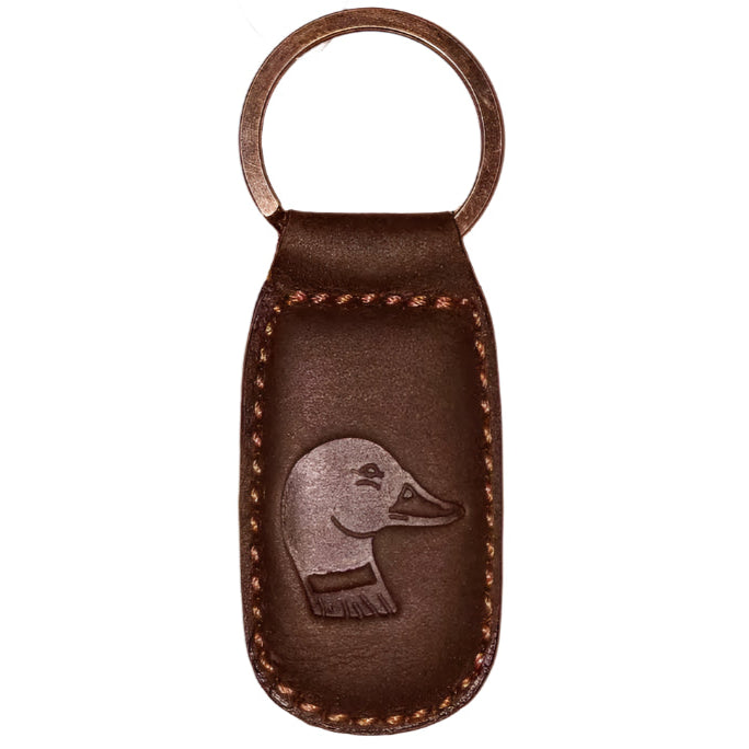 Duck Leather Embossed Keychain Dark Brown