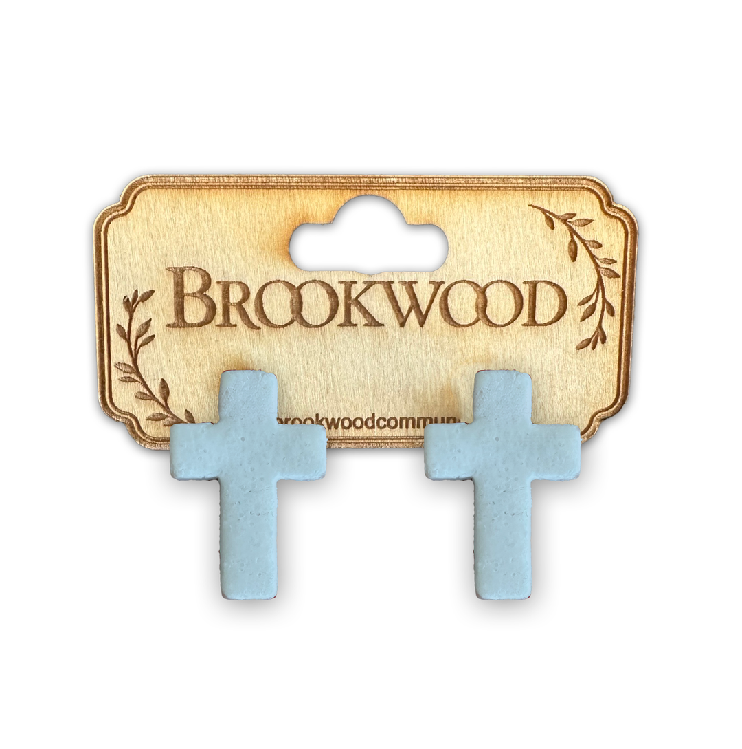 Blue Cross Stud Earrings *CM