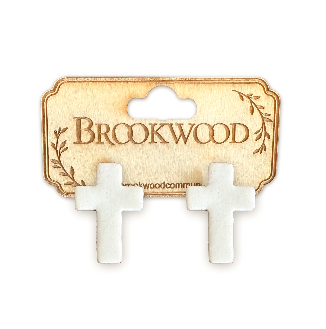 White Cross Earrings *CM
