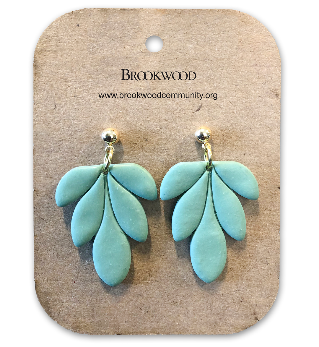 Green Long 5 Leaf Earrings *CM