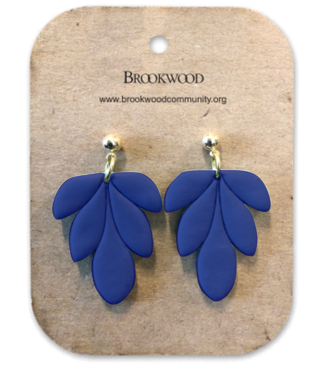 Blue Long 5 Leaf Earrings *CM