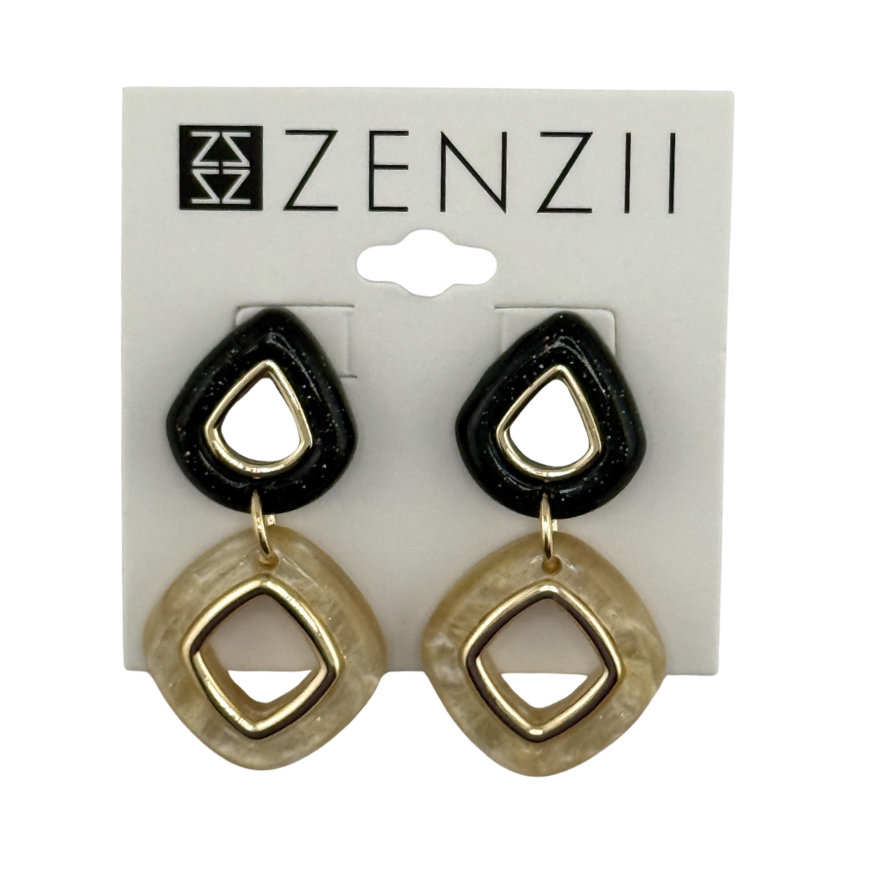 Teardrop Resin Earrings Black