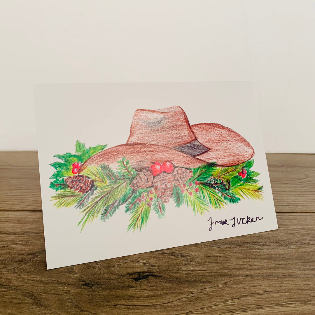 Cowboy Hat and Winter Wreath Card - Pack of 10 *CM
