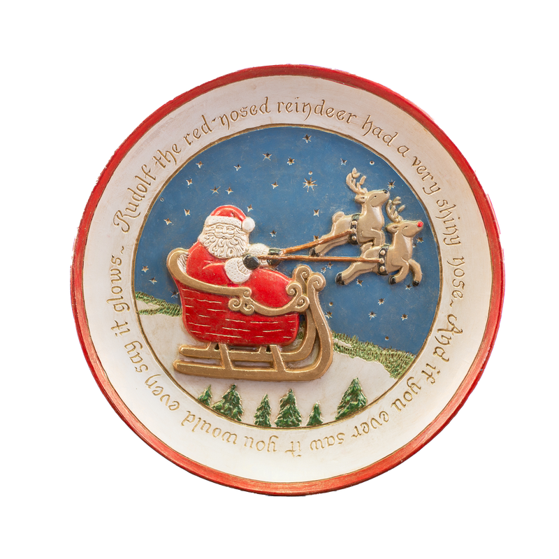 Comfort Bowl Santa Sleigh and Reindeer Red