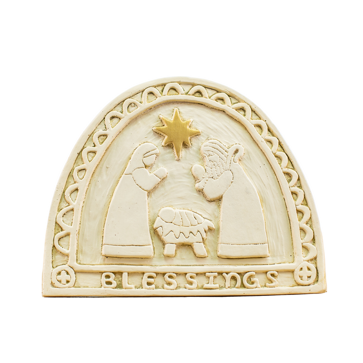 Plaque Nativity Blessings White *CM