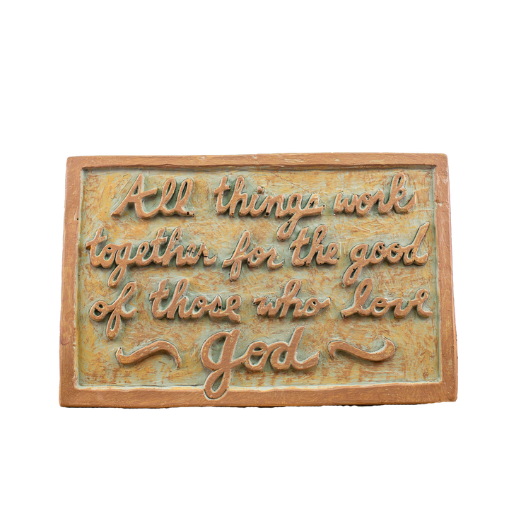 Plaque All Things Work Green Rust *CM
