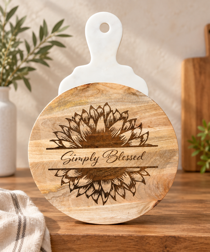 Cutting Board Large Round Simply Blessed