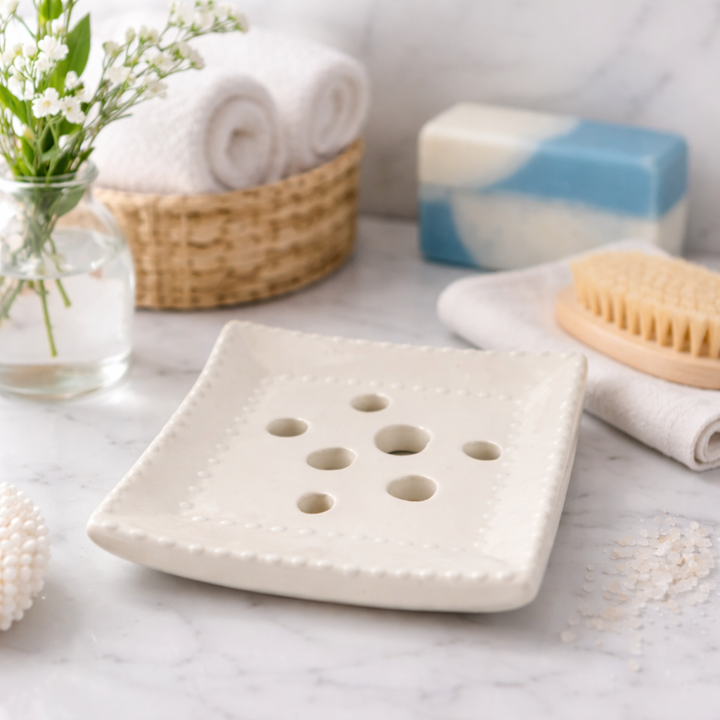 Dish Soap Square With Feet White *CM