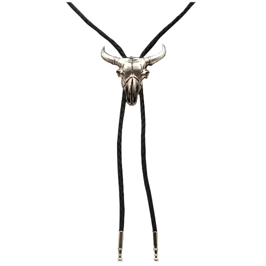 Double S Silver Steer Skull - Bolo Tie