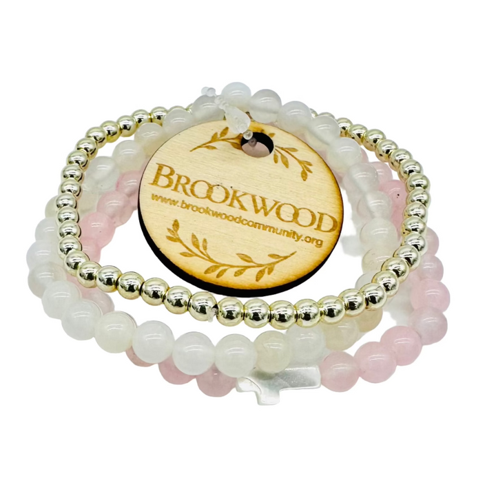 Bracelet Karen Set of Three Pink with Cross *CM