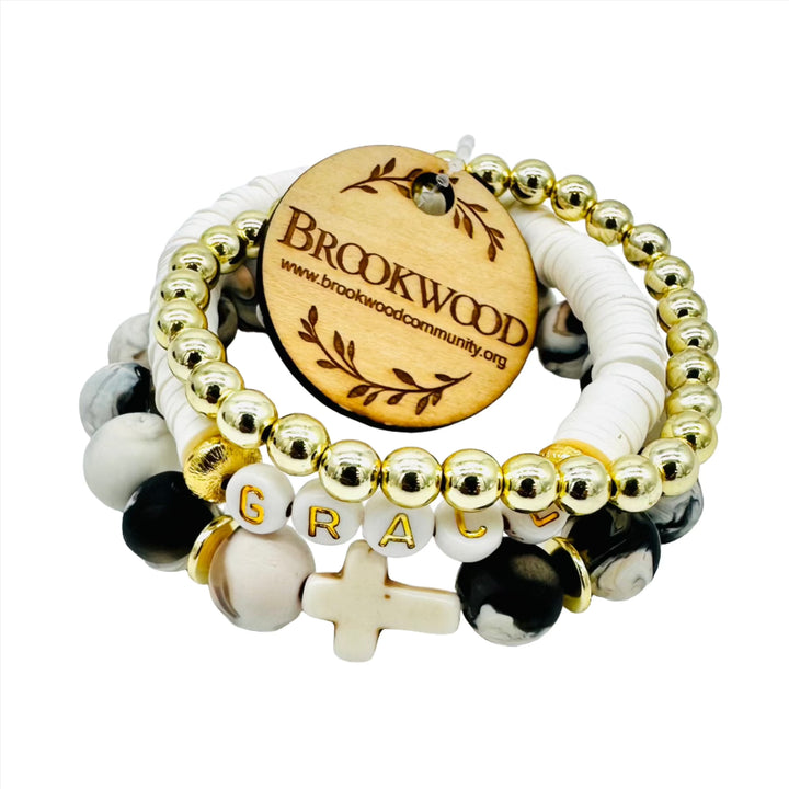 Bracelet Three Piece Stack Neutral Gold  *CM