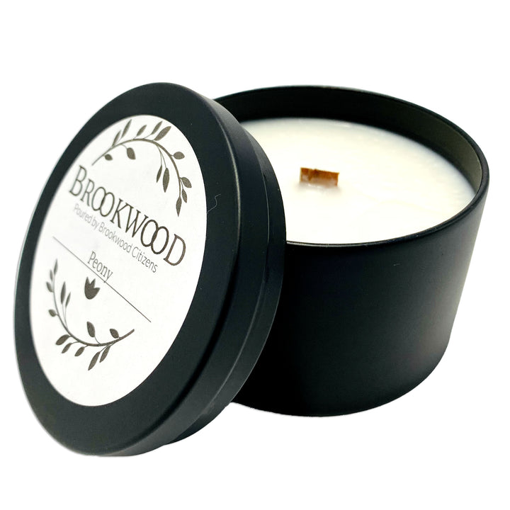 Candle Black Tin Brookwood One 8oz  *CM