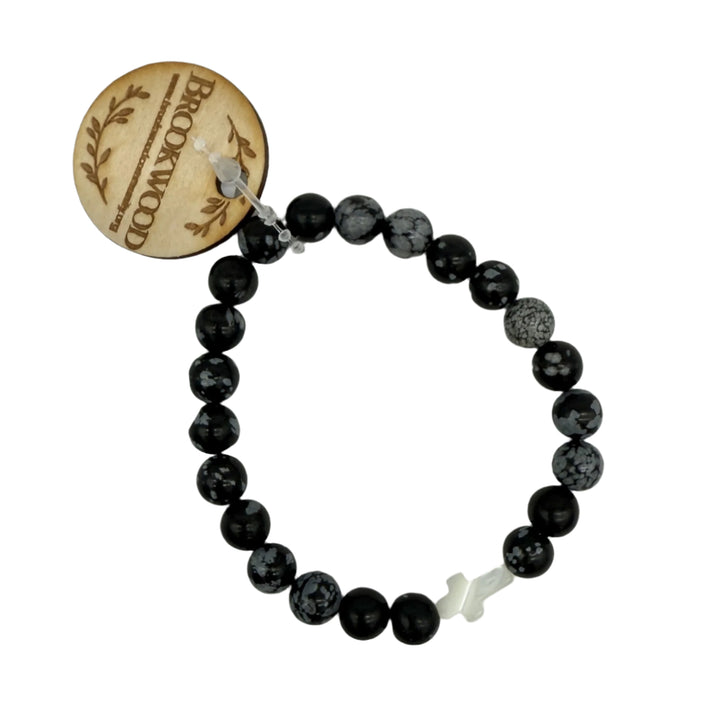 Bracelet Grant Black Beads With A Cross