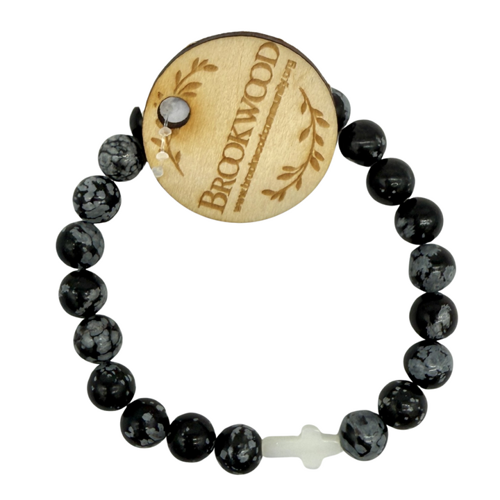 Bracelet Grant Black Beads With A Cross