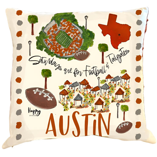 happy by rachel texas austin pillow
