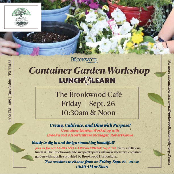Container Garden Workshop Lunch & Learn Sept. 26