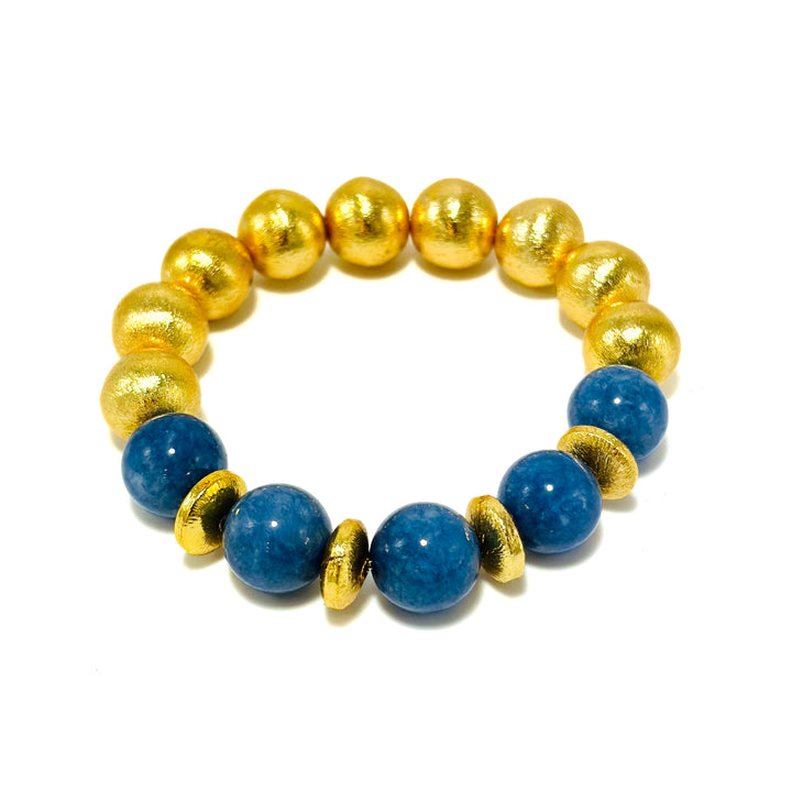 Bracelet Blue Quartz & Gold Beads *CM