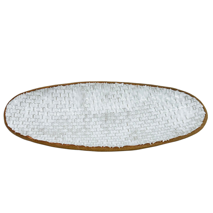 Bowl Oblong Woven White *CM