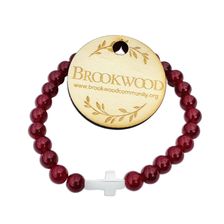 Bracelet Jennifer Maroon & White Cross *CM