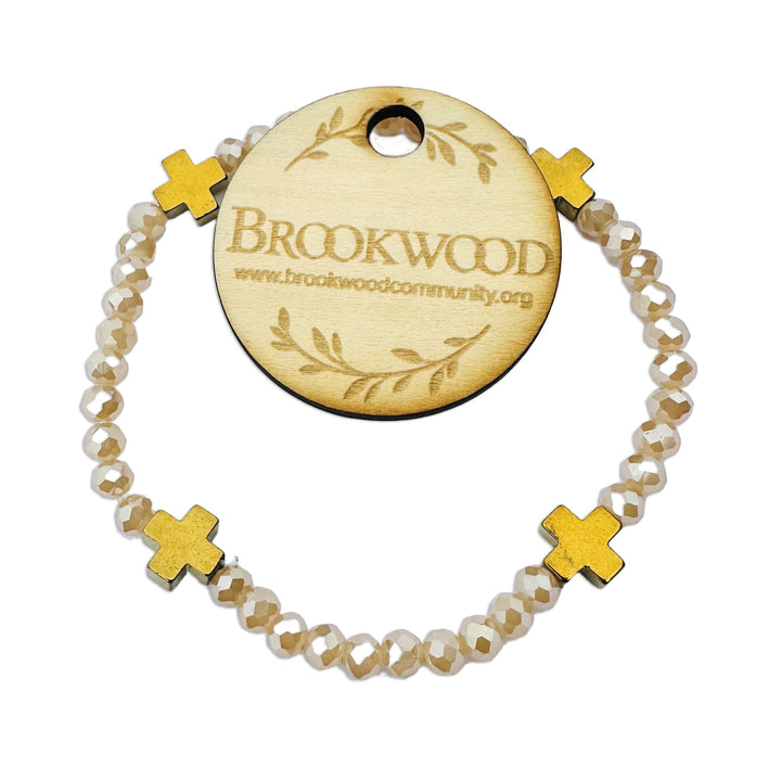 Bracelet Meredith Dusty Pink & Gold Crosses *CM