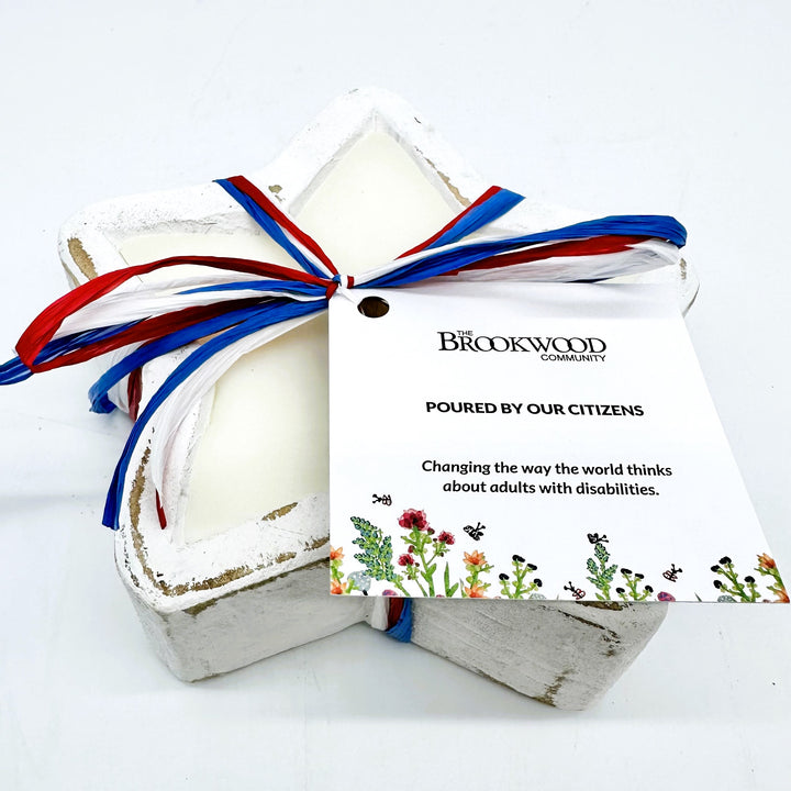 Candle Wooden Star White *CM