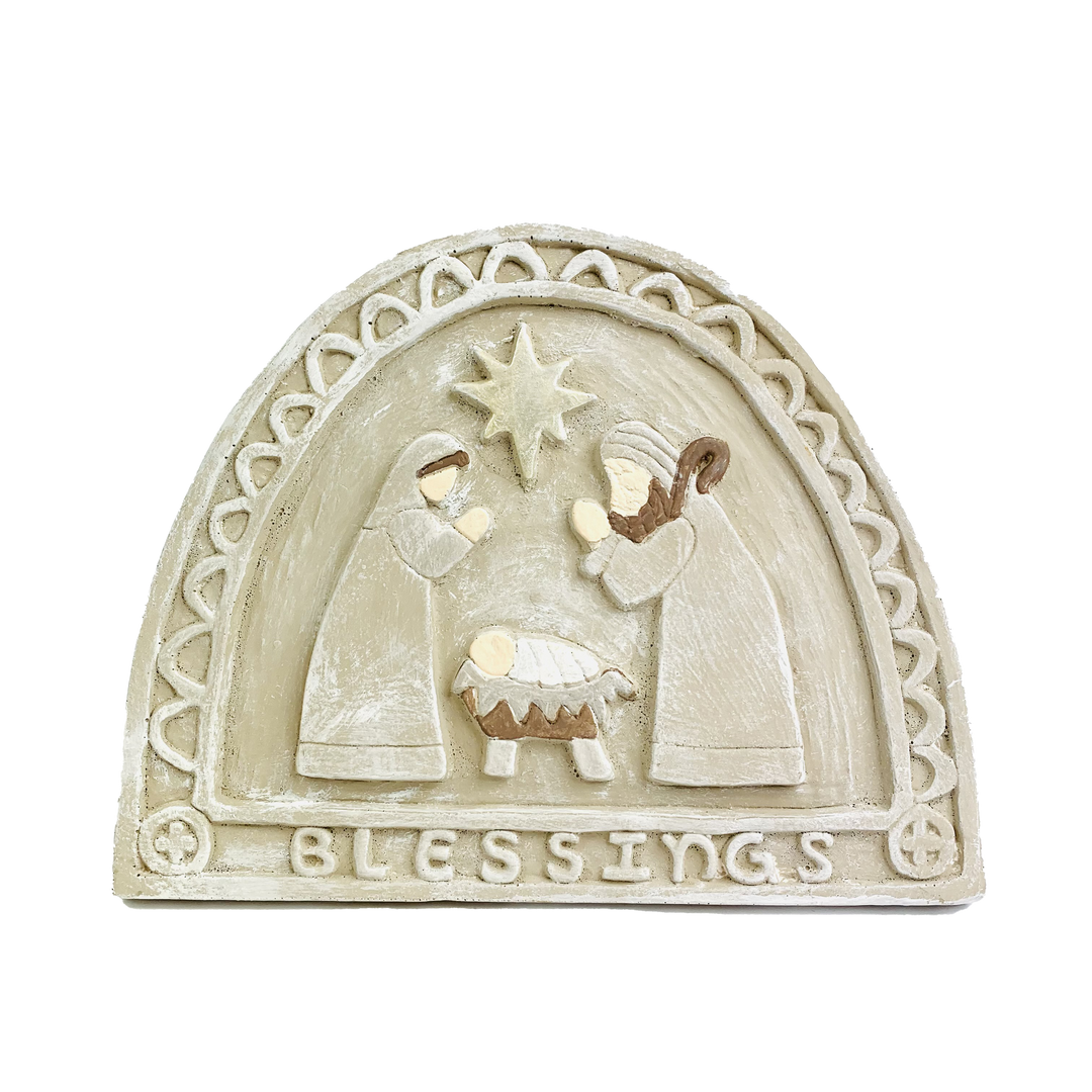 Plaque Nativity Blessings Driftwood