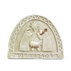 Plaque Nativity Blessings Driftwood