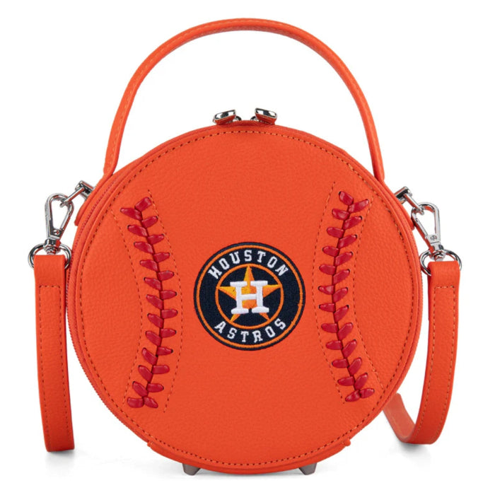 Leather Circle Crossbody Bag mlb orange astros