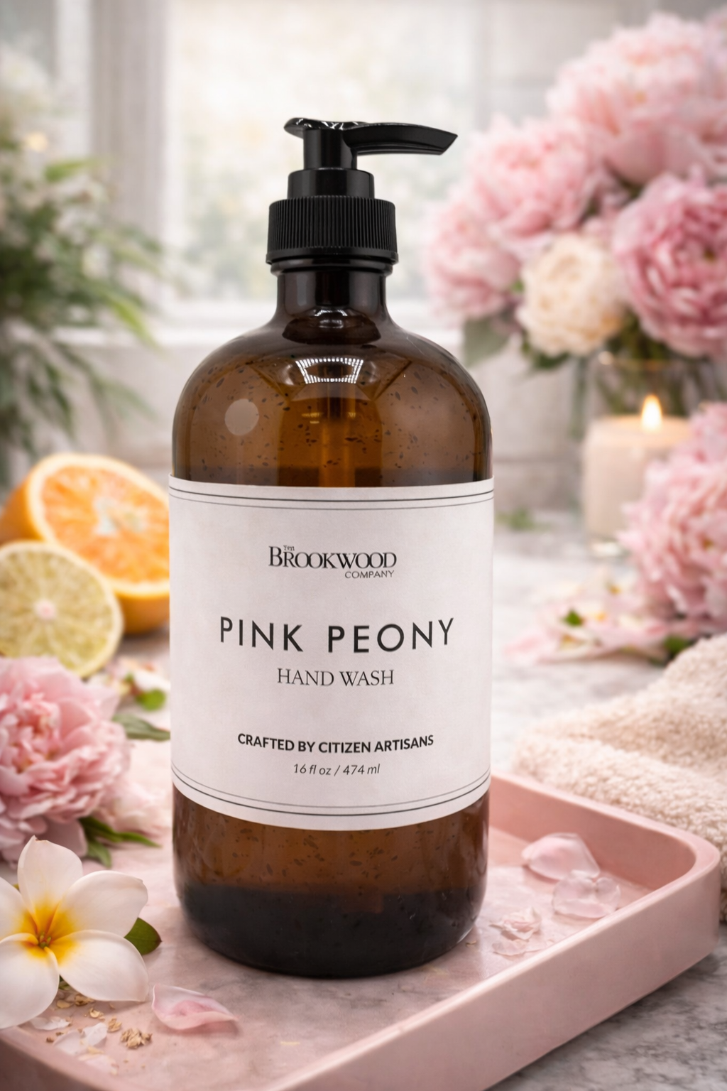pink peony pump soap
