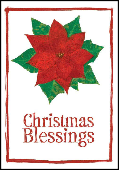 Card Poinsettia Christmas Blessings - Pack of 5