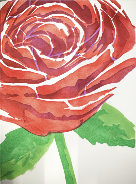 Valentine Rose Stamped Card - Single *CM