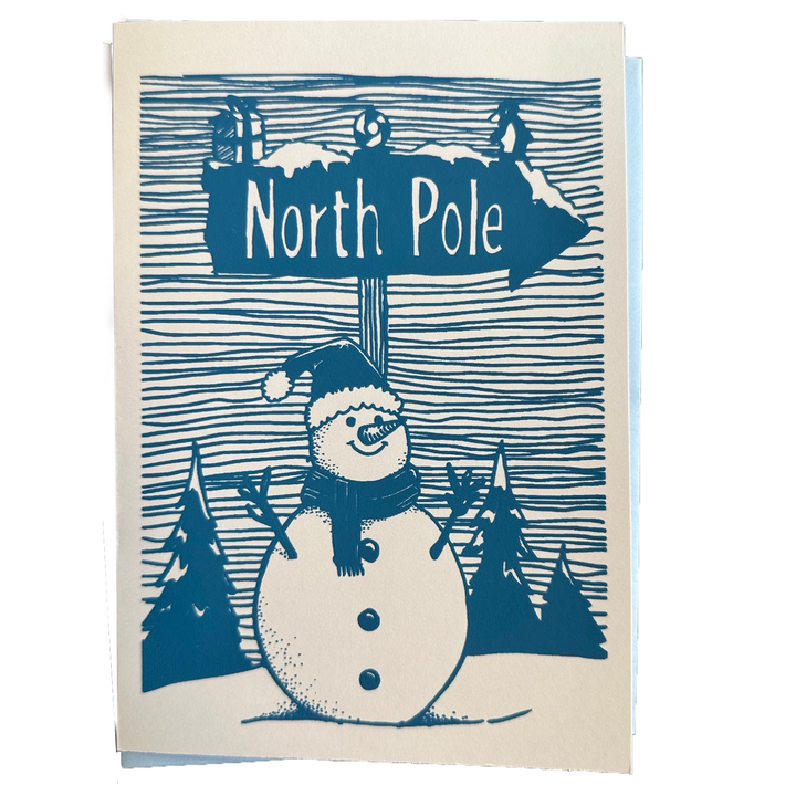 Snowman North Pole Card Screen Print *CM