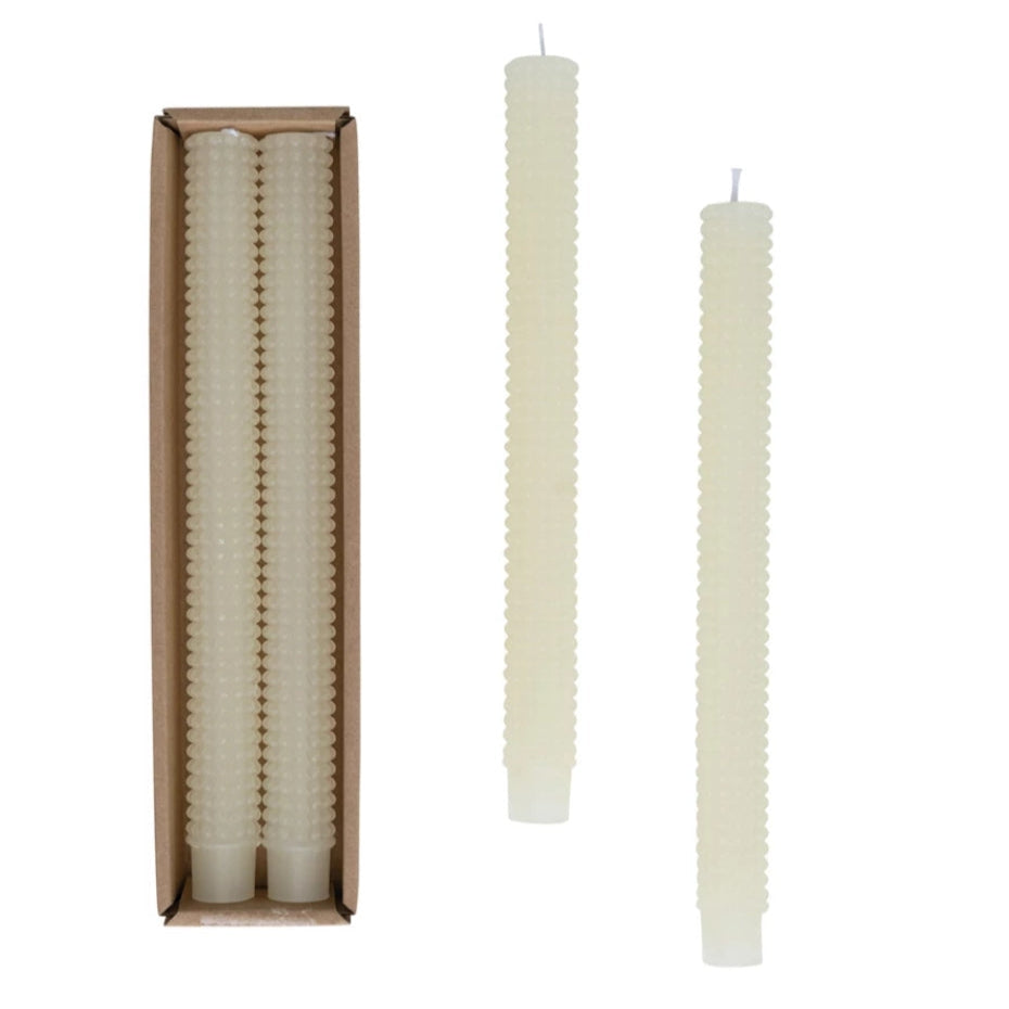 Unscented Hobnail Taper Candles in Box