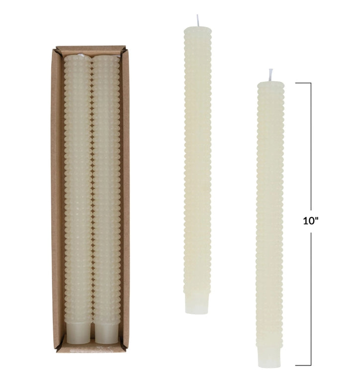 Unscented Hobnail Taper Candles in Box, Set of 2 size 10"