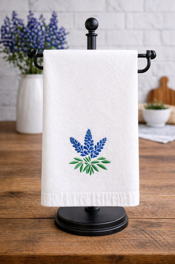 Dish Towel Bluebonnet Embroidered