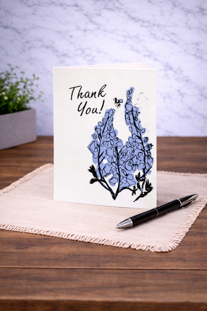 Card Screen Print Bluebonnet Thank You *CM