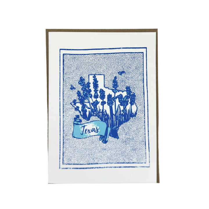 bluebonnet tx card screen printed