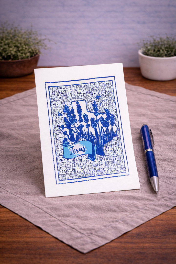 Card Screen-print Bluebonnet *CM