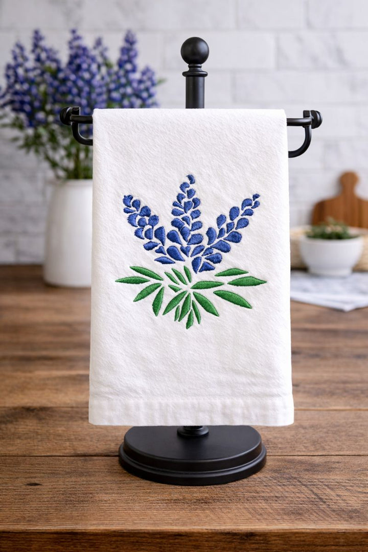Dish Towel Bluebonnet Embroidered