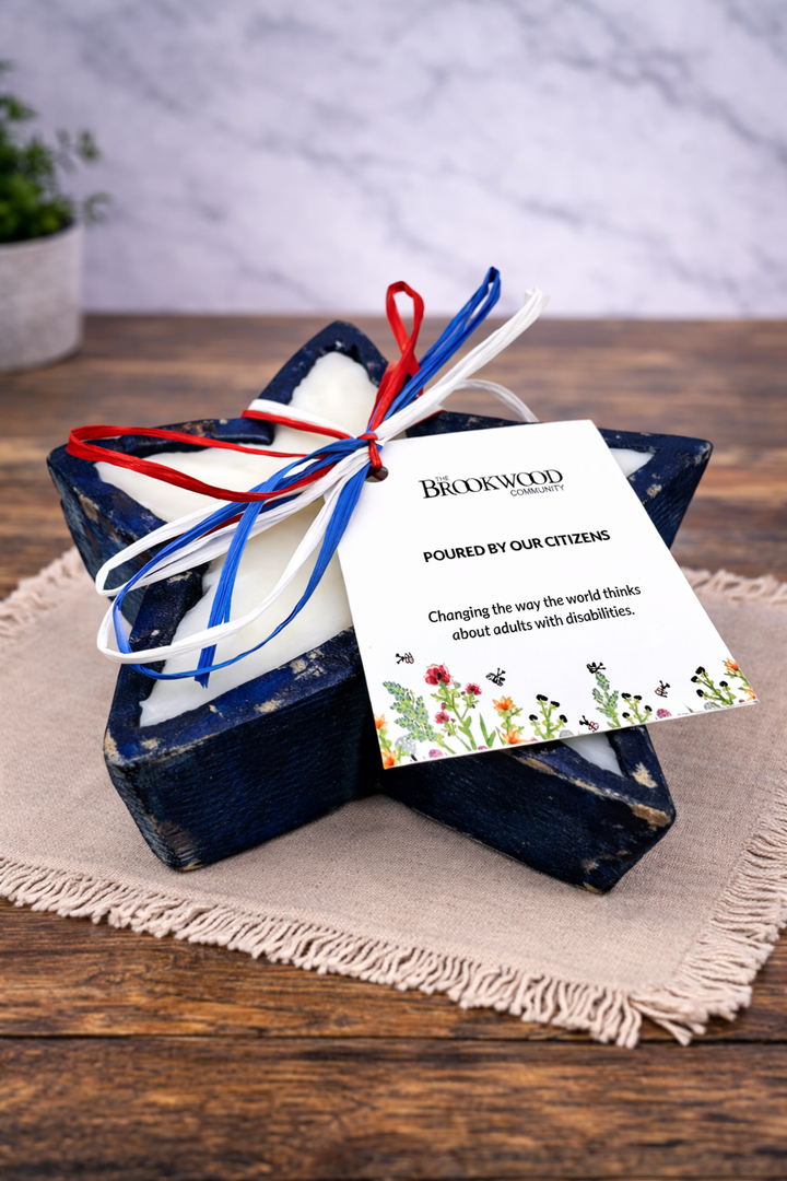 Candle Wooden Star Blue *CM