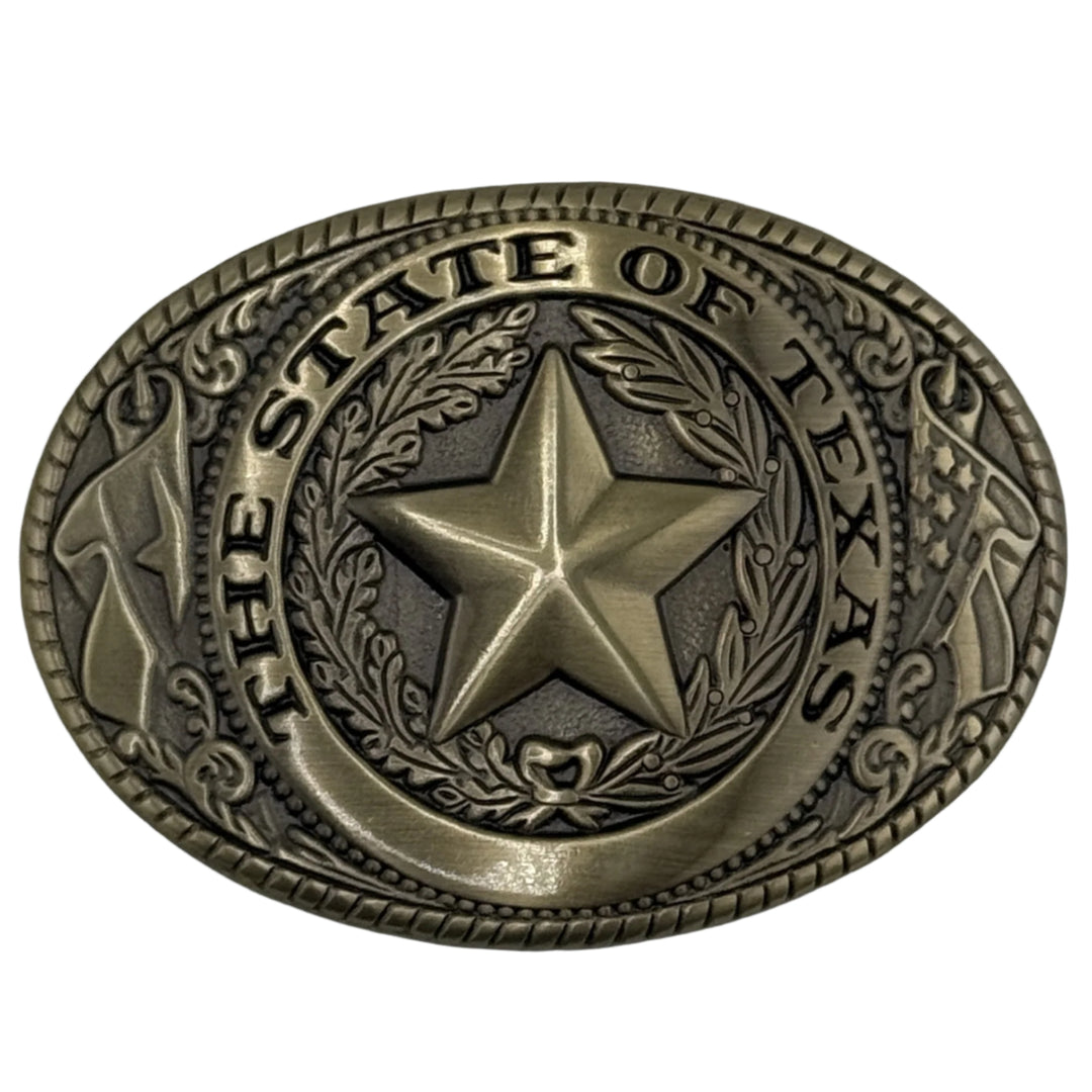 brass state of texas belt buckle seal
