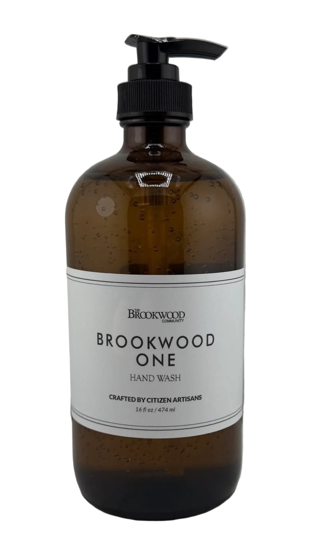 brookwood one hand soap amber bottle