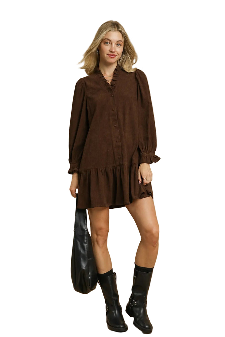 brown corduroy mini dress umgee 