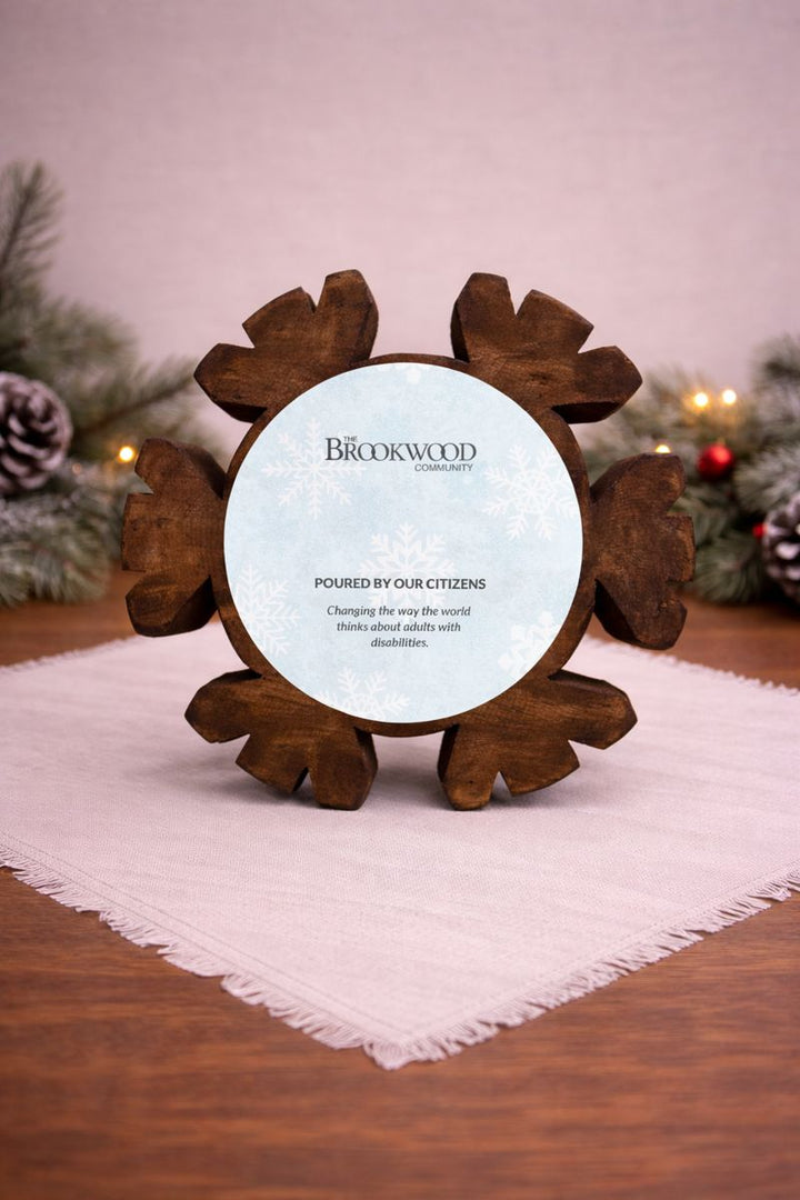 Snowflake Candle Brown Christmas Pine Fragrance *CM