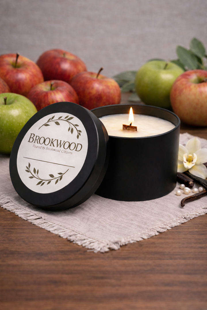 Candle Black Tin Brookwood One 8oz  *CM