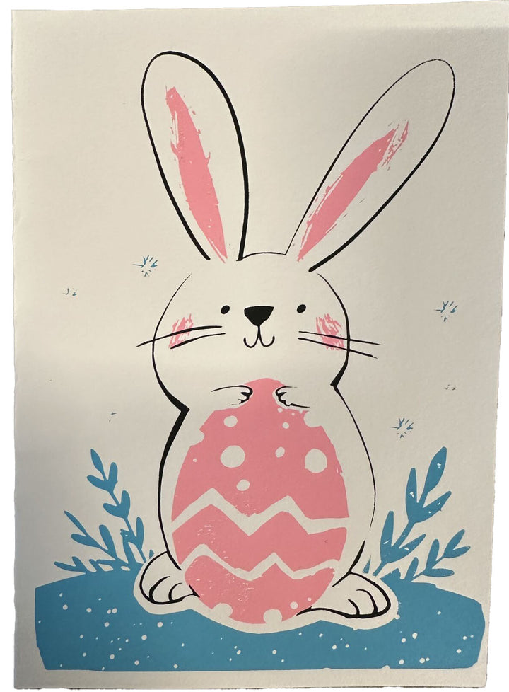 Card Easter Cartoon Bunny Screen Print *CM